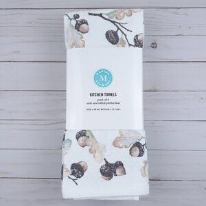 Martha Stewart Kitchen Towels 8 Pack Anti Microbial Protection Acorns Green